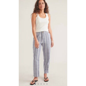 Marine Layer Ell Relaxed Crop Pull On Pant Skipper Blue Stripe NEW!